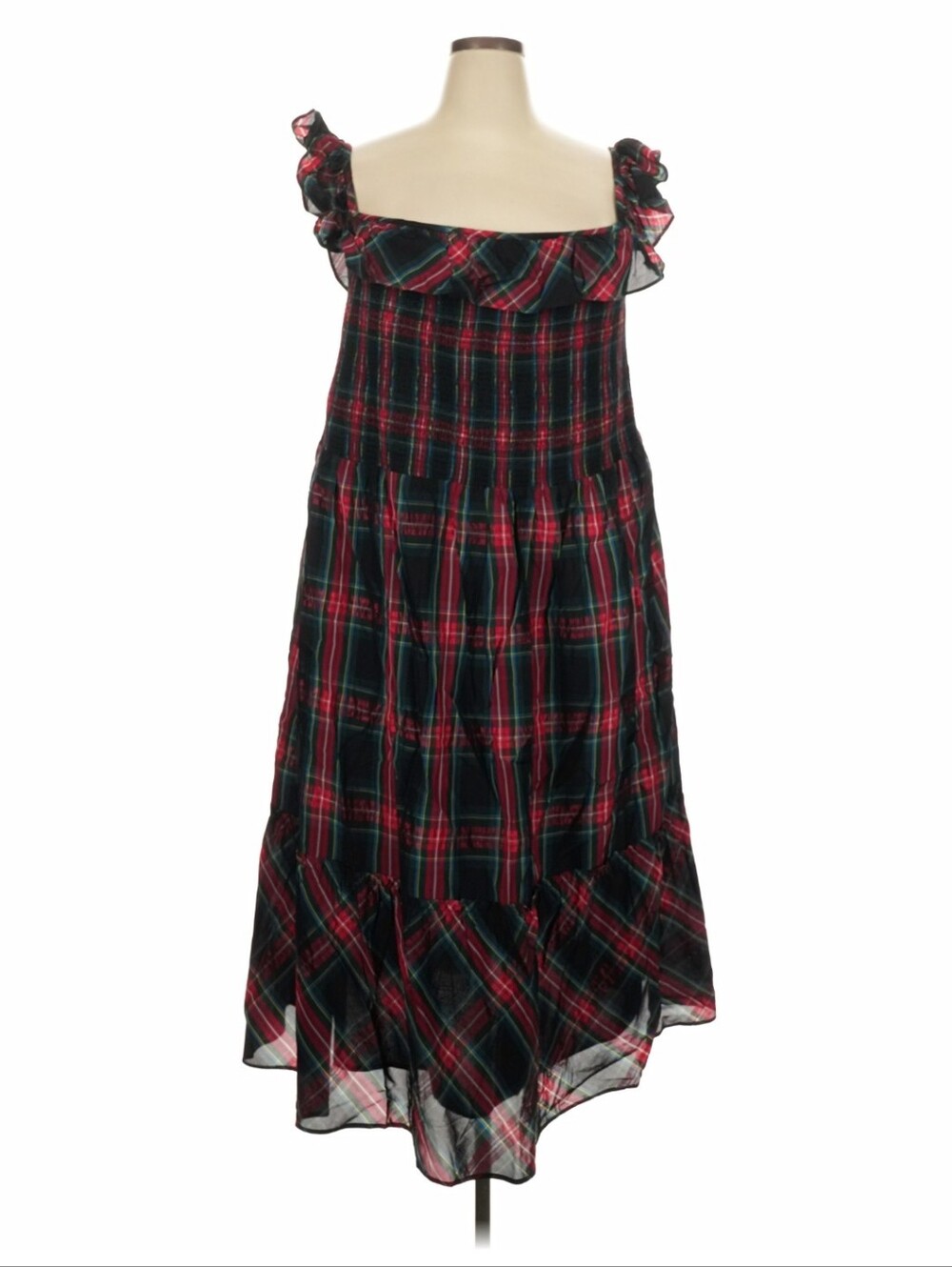 NWT Vineyard Vines 2X Tartan Plaid Smocked Ruffle Midi Dress Holiday
